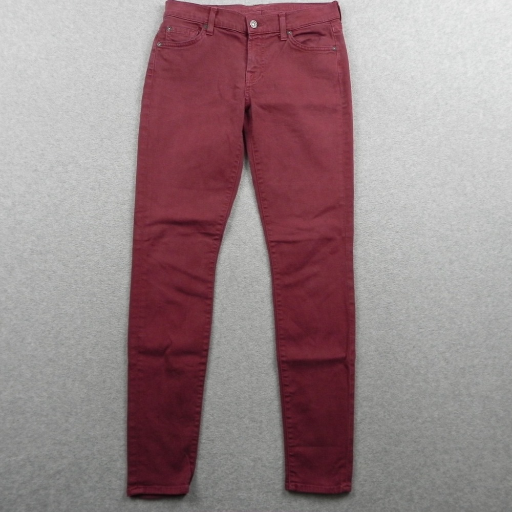 7 For All Mankind Jeans Womens 28 The Skinny 5-Pocket Stretch Flex Denim Maroon